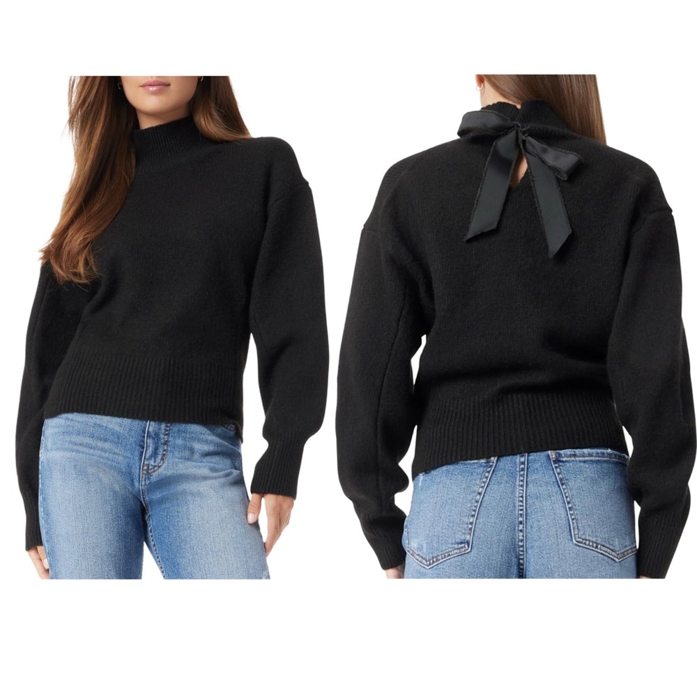 Sam Edelman NWT Black Mockneck Sweater with Back Satin Bow